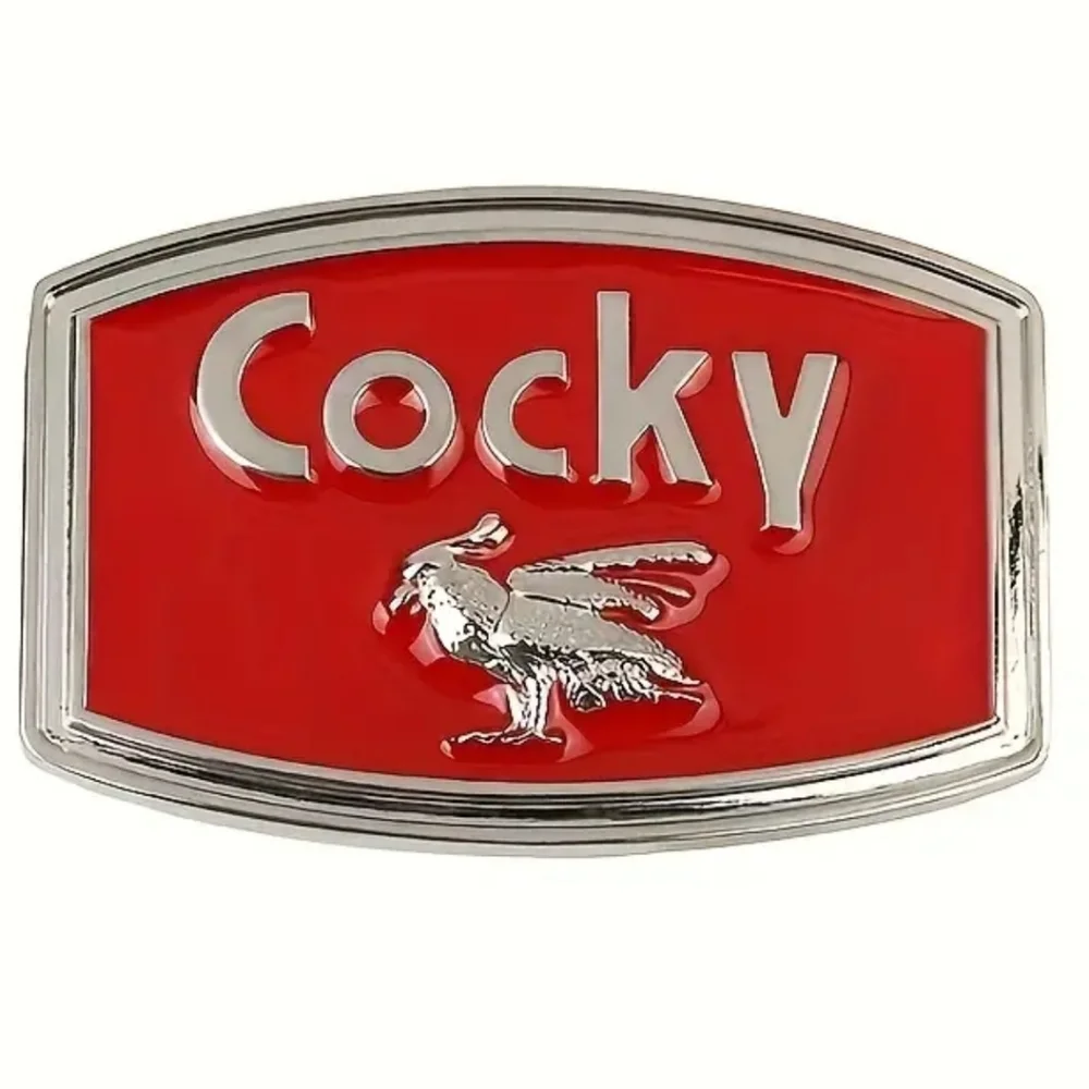 Cocky Red Enamel Western Belt Buckle Silver Tone Rooster Cowboy Rodeo